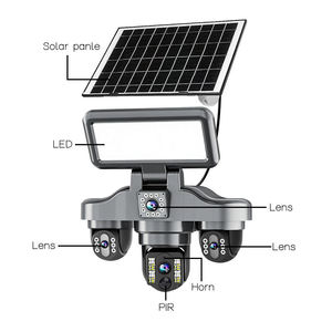 Cámara de Seguridad Solar V380 Pro 8MP 4G para Exteriores, 4 Lentes, 4 Pantallas, PTZ CCTV con Seguimiento Humano por IA, IP66 Impermeable, CE/RoHS - Product Image 6