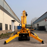 Mini-grue araignée avec moteur électrique diesel, flèche télescopique, hauteur de levage de 6 m, capacité de 1 tonne, utilisation en espace étroit