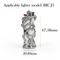 Collier pendentif VAF Amazing Cool Lighter Shell en acier inoxydable poli, chaîne de 60 cm, adapté aux briquets BIC J3