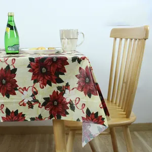 Toalha de mesa para natal, tira de cetim no ferro, tecido resistente ao solo, férias, toalha de mesa-52x52 polegadas, praça, vermelha