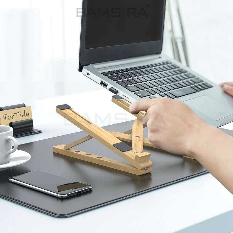 Подставка для ноутбука из натурального бамбука, компьютерный подъемник, эргономичный подъемник для ноутбука для стола