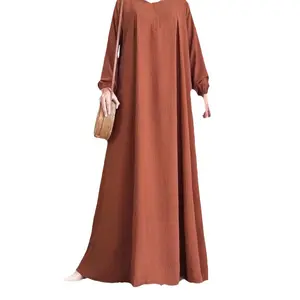 Thobe musulmán con cremallera y bolsillo de tamaño mujeres ropa islámica Color sólido diseño árabe vestido Daffah moda saudí