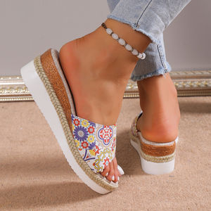 Sandales à talon compensé pour femme, nouveau style été 2025, décontractées et tendance, à une bride, pour la plage A11 - Product Image 5