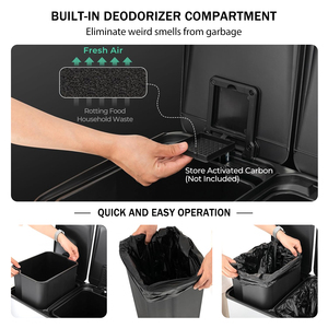 Separate Stainless Steel Trash Can Recycling 13 Gallon 50L <strong>Dual</strong> Compartments Kitchen Metal Foot <strong>Pedal</strong> Waste <strong>Bins</strong> for Household - Product Image 4