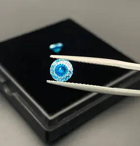 Kualitas Terbaik sintetis berwarna terang gletser biru Moissanite batu 1 karat 3.0mm sampai 11.0mm bulat Moissanite berlian