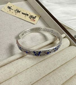 Xinfly Fashion's Beautiful Fine <b>Bracelet</b> Jewelry Pure <b>Silver</b> 99.9 Good Luck Butterfly Enamel <b>Bangle</b> - Product Image 5