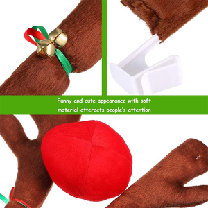 V151 alta calidad <span class=keywords><strong>Reno</strong></span> coche vehículo Kit decoraciones de Navidad astas felpa <span class=keywords><strong>Rudolf</strong></span> Navidad coche ciervo para regalo vacaciones al aire libre - Product Image 3