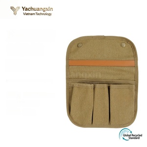 Sac de rangement en toile pour camping, organisateur multi-poches, sac suspendu pour accoudoir de chaise, utilisation extérieure, couleurs olive et kaki - Product Image 3