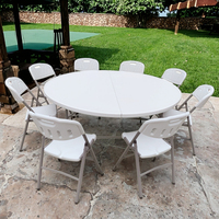 Tragbarer 4ft & 6ft runder Klapptischs tuhl im Freien mit Metall beinen für Farm house Dining Hotels Veranstaltungen für Wohnzimmer