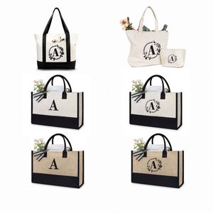 Nouveau Sac Fourre-tout Femme Tendance en Coton et Lin Personnalisé avec Lettres – Idéal pour le Shopping - Product Image 1