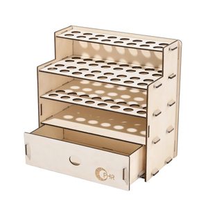 Soporte de madera para pinceles, 32 orificios, con cajón, estante de almacenamiento de escritorio para pinceles, marcadores y lápices - Product Image 3