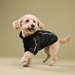 Joymay Hot <span class=keywords><strong>Sale</strong></span> Luxus Black Dog Regenmantel Reflektieren der Reiß verschluss knopf Alle Rassen Regenschutz für Haustiere Leichter Stoff Sommer - Product Image 4