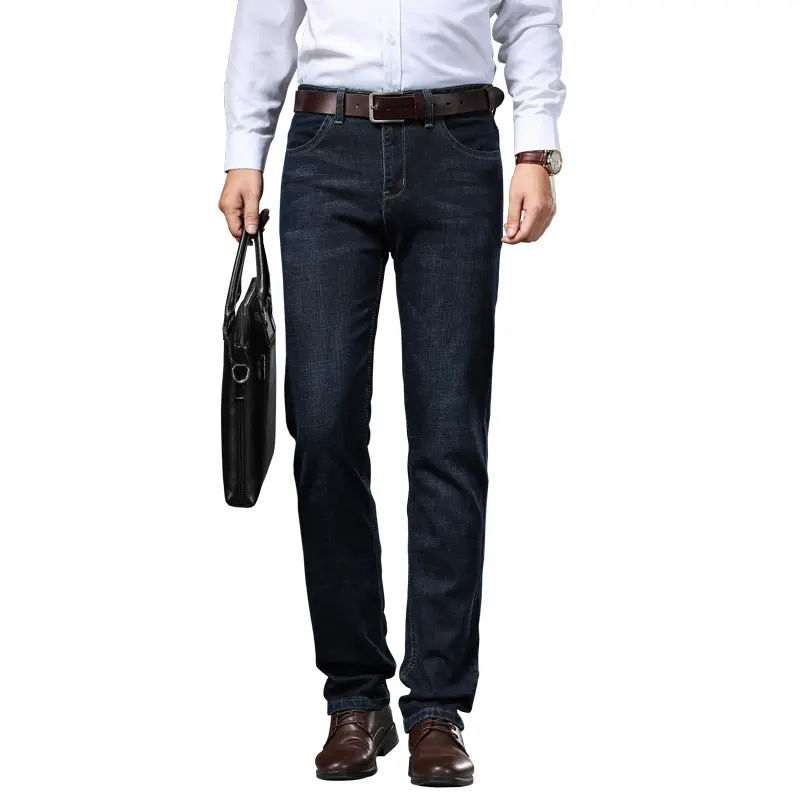 מפעל כותנה אלסטי עסקים מזדמנים פרמיה גברים ישר ג 'ינס איכותי ג' ינס ג 'ינס ג' ינס איכותי עם רוכסן חלק