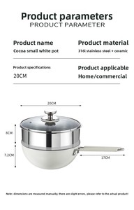 <strong>Small</strong> 16cm Metal Stock <strong>Pot</strong> 316 Three-Layer Steel 2mm Thick Soup Baby Milk Food Supplements Instant Noodles Stir-Fry <strong>Lid</strong> Grid - Product Image 3