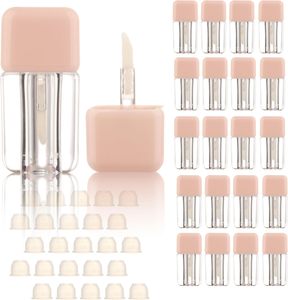 Tube de brillant à lèvres carré à coins arrondis en ABS, blanc et rose, avec grand applicateur, 6g, sérigraphie pour correcteur liquide – Grande Vente - Product Image 2