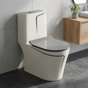 WC monobloc en céramique WaterMark australien, siphon en P, finition noir doré brillant, Chaozhou, à chasse directe - Product Image 3