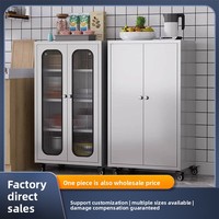 Meuble de cuisine mobile en acier inoxydable 304 à 4 roues, robuste, avec placard intégré pour four à micro-ondes, usage commercial