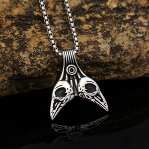 Yunnique Collier Pendentif Tête d'Aigle en Argent Tibétain, Chaîne de 3mm, Chaîne de Pull Tendance, Bijoux pour Homme, Style Rétro - Product Image 3