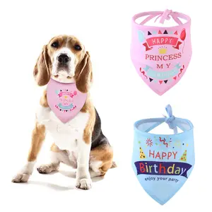 Fabrik Lieferant Benutzer definierte Haustier Bandanas Souvenir Großhandel niedlich Alles Gute zum Geburtstag Hund Bandana