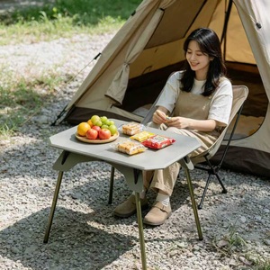 Foldable Camping Table with Integrated <b>Stove</b> and Tea Set for Outdoor Use - Product Image 6