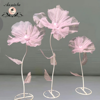 ANNIELU Lot de 3 fleurs artificielles géantes en organza de soie pour décorations de scène de mariage et de fête
