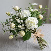 Bouquets de Mariage pour la Mariée et les Demoiselles d'Honneur, Roses Artificielles Blanches Champagne, Décoration de Mariage