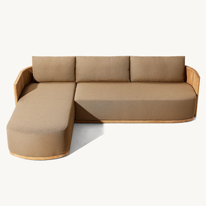 Juego de Muebles de Exterior de Lujo de Bali, Indonesia, Sofá Seccional de Teca para Todo Clima con Chaise Longue - Product Image 3