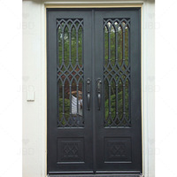 Portes battantes automatiques modernes en fer forgé, design élégant en fer forgé et en verre pour les extérieurs et les intérieurs de villas