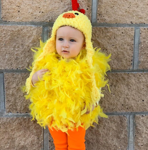 Costume de poulet en peluche pour bébé, ensemble de vêtements d'Halloween à plumes, tenue de fête pour tout-petit avec sac à main poulet - Product Image 1