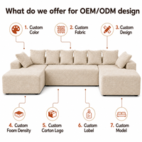 Canapé modulaire sectionnel OEM Cloud Couch, convertible en lit, de luxe, en forme de U, sans armature, compressé, pour appartement, décoration de salon, ODM