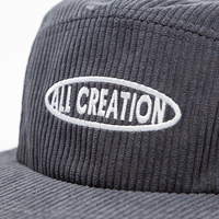 Casquette de baseball snapback en velours côtelé personnalisée avec logo brodé, fabrication sportive de haute qualité, casquette 5 panneaux à visière plate