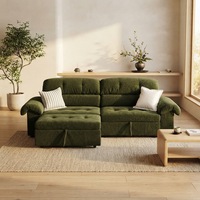 Canapé-lit escamotable vert menthe style nordique simple avec rangement, meuble de salon avec coussins et dossier