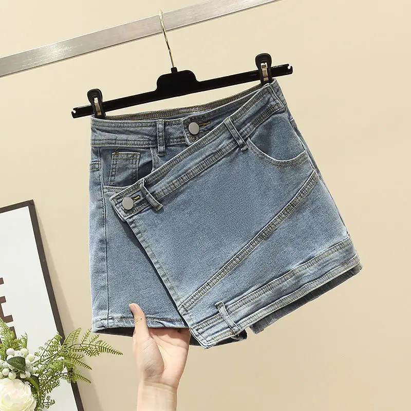 Wholesale 2023 Summer Hot Sale Fashion New Irregular Stitching Denim Shorts Women's Jeans Denim Skirt Women's Clothing