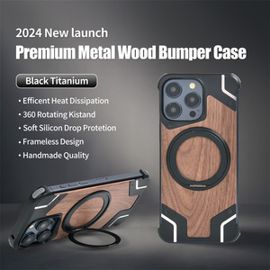 Custodia magnetica in metallo senza telaio in vero legno per <span class=keywords><strong>iPhone</strong></span> 17 16 15 14 <span class=keywords><strong>13</strong></span> <span class=keywords><strong>Pro</strong></span> Max / <span class=keywords><strong>Pro</strong></span> <span class=keywords><strong>Cover</strong></span> 360 integrato supporto rotante - Product Image 5