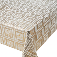Nappe roulée moderne en plastique imperméable et réutilisable, motif feuilles dorées imprimées, largeur 54 pouces, pour mariages et fêtes