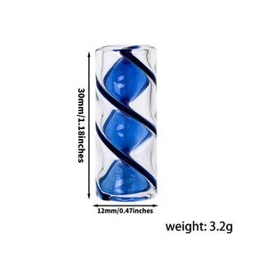 Puntas de tubo de vidrio azul espiral de 12mm Mini puntas de boca de vidrio Tornillo interior Flujos de aire Venta al por mayor Regalo artesanal de vidrio - Product Image 2