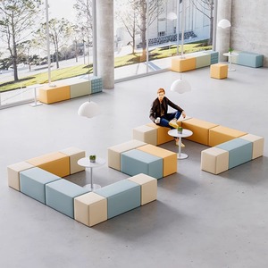 Ensemble de canapés sectionnels en cuir pour bureau commercial, 7 places, mobilier moderne pour salle d'attente - Product Image 1
