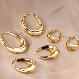 Stainless Steel Chunky <b>Hoop</b> Chunky Open <b>Hoops</b> <b>Fashion</b> Jewelry <b>Earring</b> Gold Plated 18k Jewelry <b>Earring</b> for Woman - Product Image 3