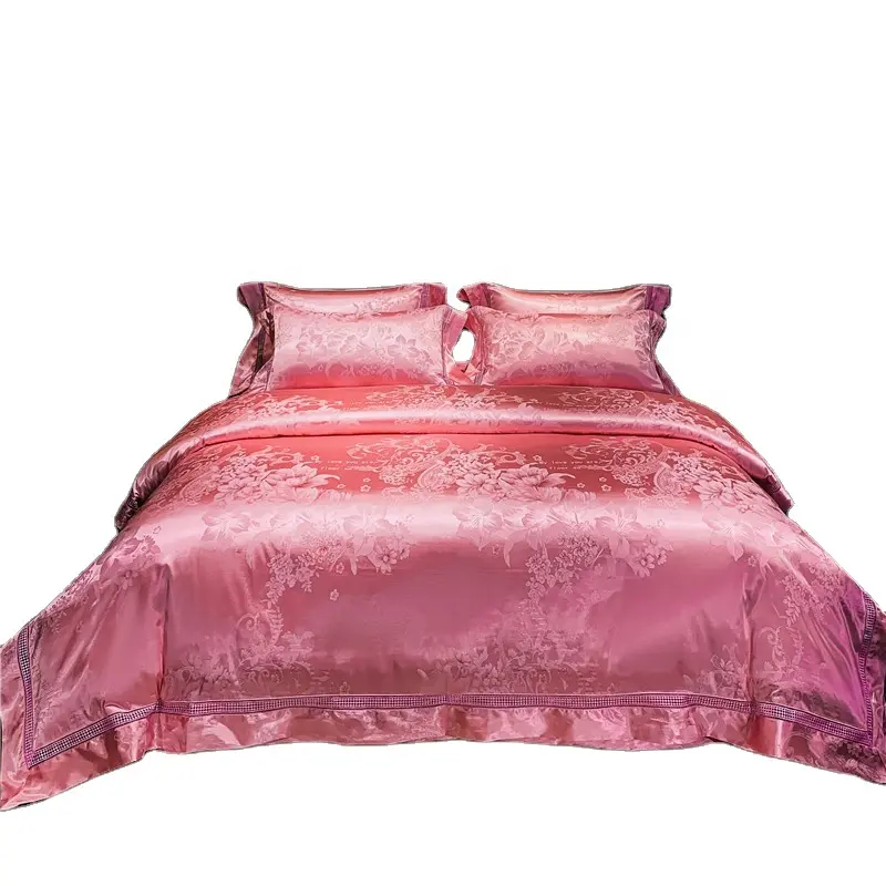 Cotton Satin Embroidery Bedding Set Luxury European Neoclassical Jacquard Paisley Design-C Comforter Cover Bedspread Set