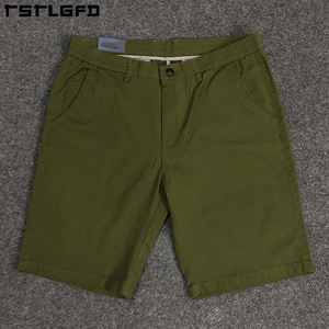 Bermudas personalizadas de sarga de algodón <span class=keywords><strong>para</strong></span> <span class=keywords><strong>hombre</strong></span>, pantalones cortos transpirables de cintura media de lona hasta la rodilla con logotipo bordado, pantalones cortos informales - Product Image 3