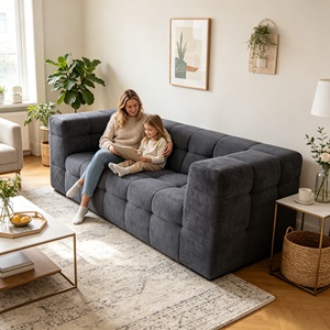 Divano Comprimibile Sottovuoto con Tessuto in Shearling, Design Minimalista, Arredamento Compatto per Soggiorno in Spazi Ridotti - Product Image 2