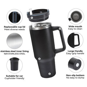 Bottiglia da 40oz con Manico, Tazza da Caffè Termica in Acciaio Inox con Cannucce, Thermos Isolato Portatile - Product Image 4