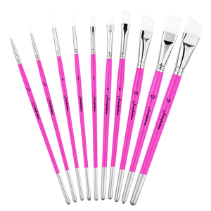 Juego de 10 Pinceles de Nailon <span class=keywords><strong>para</strong></span> <span class=keywords><strong>Pintar</strong></span> el Cuerpo y <span class=keywords><strong>la</strong></span> <span class=keywords><strong>Cara</strong></span>, Color Rosa Palo, Mango de Madera, Pinceles Planos <span class=keywords><strong>para</strong></span> Detalles - Product Image 3