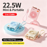 Nouvelle mini batterie externe électronique 10000 mAh, mince et portable, avec câble USB-C, Powerbanks 10000 mAh