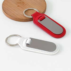 Wholesale Custom Logo Metal and PU Leather Carabiner Keychain with Silk Screen Printing Eco-friendly Durable High Quality