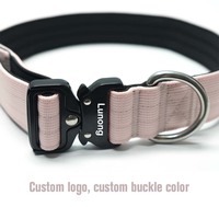 Collar de Perro Acolchado de Nailon con Color Personalizado LUNONG, Patrón Impreso, Hebilla de Metal Ajustable, Anillo en D, Artesanía Fina, Accesorios para Mascotas