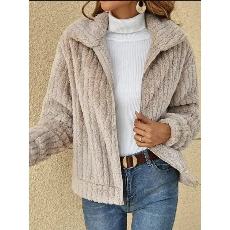 Nuova moda invernale calda donna soffice pelliccia Sherpa giacca in pile cappotto invernale