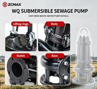 Pompe à eaux usées submersible ZCMAX WQ 5,5KW 7,5KW, pompe à eaux usées robuste en fonte pour drainage industriel, agricole et de sous-sol