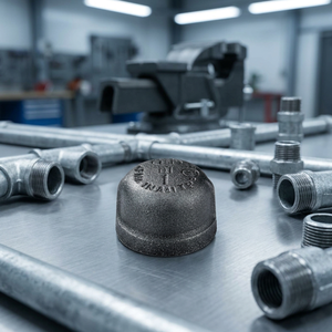 Capuchon de tuyau en fer lisse TSP FCD 450 / ASTM A536 (Grade 65-45-12) à haute réduction de pression, connectivité mâle, raccordement 3 ans - Product Image 1
