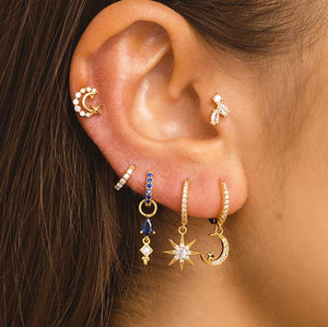 CANNER Plusieurs styles Argent sterling 925 Zircon effet diamant Yeux protecteurs 16G Piercing hélix à dos plat Boucles d'oreilles à visser - Product Image 5